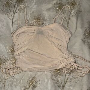 SHEIN Beige Ruched Crop Top